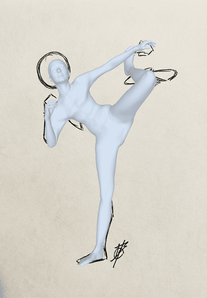 3D mannequin posed to match the sketch